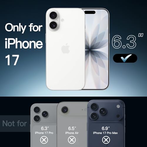 JETech Case for iPhone 17, Anti-Yellowing, Clear | Shockproof Protection, Scratch Resistant Hard PC Back, Durable Transparent TPU Bumper - color: Clear, size: iPhone 17