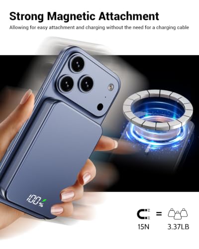 Magnetic Portable Charger for Magsafe Power Bank, 26800mAh 20W PD Large Capacity Aluminum Alloy USB-C in&Out Wireless Fast Charging Battery Pack for iPhone 17Pro Max/16/15/14/13/12 Series, Deep Purple - color: Deep Purple
