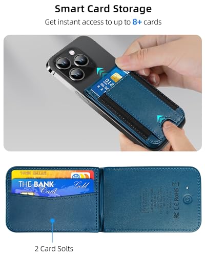 for Magsafe Wallet Works with Apple Find My, Leather Magnetic Phone Wallet - color: Midnight Blue