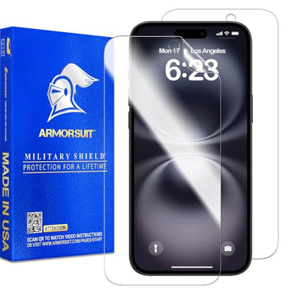 ArmorSuit 2 Pack for iPhone 16 Plus Screen Protector Case Friendly MilitaryShield HD Clear Film - Made in USA - size: iPhone 16 Plus 6.7" Case Friendly