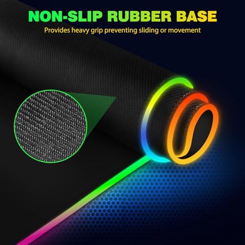 AIMSA Wireless Charging RGB Gaming Mouse Pad 15W, Extended LED Desk Mat Protector 800x300x4MM, 14 Light Modes Extra Large Mousepad Non-Slip Rubber Base Desk Mat, Cool Black - color: Cool Black