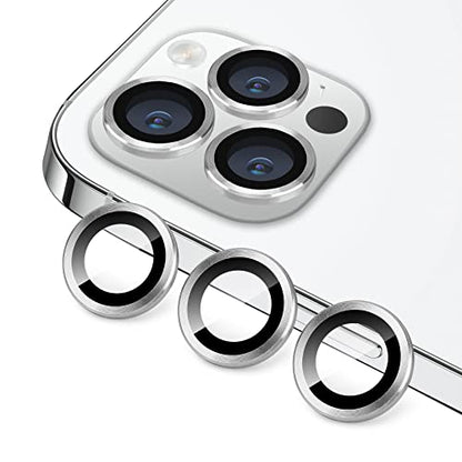 Compatible with iPhone 14 Pro / 14 Pro Max Camera Lens Protector, Anti-Scratch Lens Cover 9H Tempered Glass Metal Camera Screen Protector Shockproof Camera Ring - 3 Pcs Silver - color: Silver