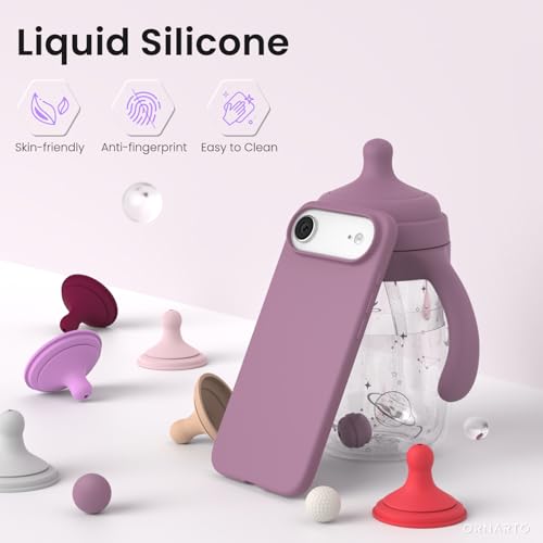 ORNARTO for iPhone Air Case 6.5", Slim Liquid Silicone 3 Layers Soft Gel Rubber Shockproof Protective Cover with Anti-Scratch Microfiber Lining-Lilac Purple - color: Lilac Purple