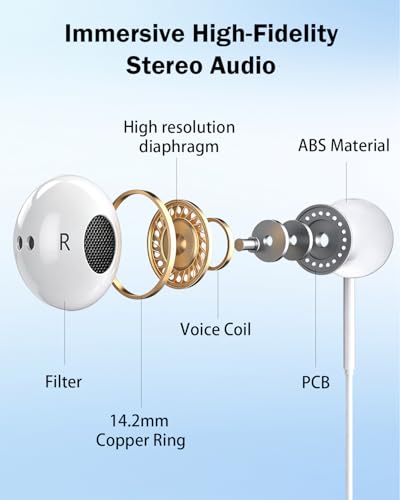 [Apple MFi Certified] Lightning Earbuds for iPhone, 2-Pack Wired Headphones - color: L-Ivory White