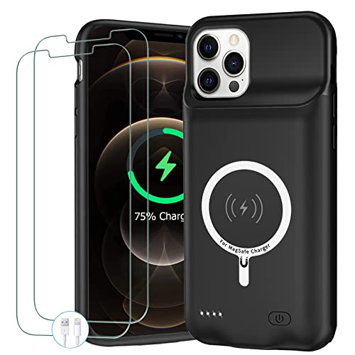 Battery Case for iPhone 12/12 Pro,Upgraded 10000mAh Portable Protective Charging Case with Wireless Charging Compatible with iPhone 12/12 Pro (6.1 inch) Battery Pack Charger Cover with Carplay (Black) - size: iPhone 12/12 Pro
