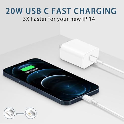CXX iPhone 14/13/12 Charger 20W Fast Charging [MFi Certified] - color: White, size: 6FT