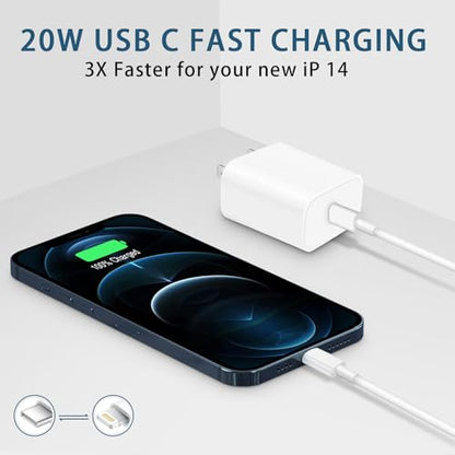 CXX iPhone 14/13/12 Charger 20W Fast Charging [MFi Certified] - color: White, size: 6FT