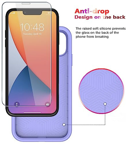 Diverbox for iPhone 11 Case [Shockproof] [Dropproof] [Tempered Glass Screen Protector],Heavy Duty Protection Phone Case Cover for Apple iPhone 11 (Purple-2in1) - color: Purple-2in1
