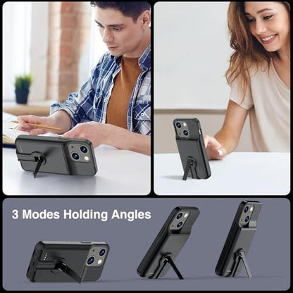 GIN FOXI Battery Case for iPhone 13/13 Pro/14/14 Pro Rechargeable Charging Case with Stand 7000mAh Ultra-Slim Anti-Fall Protection Extended Charger Cover for 14/14Pro/13/13 Pro 6.1" Black