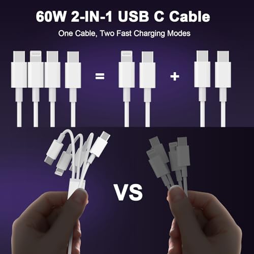 [Apple MFi Certified] iPhone Charging Cable,2Pack 6Ft Multi Chargers Cord - color: CLWhite
