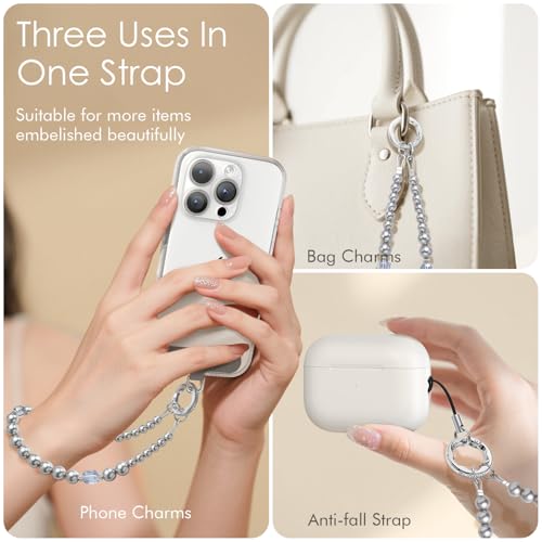 SURPHY Phone Charm, Handmade Beaded Phone Wrist Strap with Tether Tab - color: B- Lunar Shadow