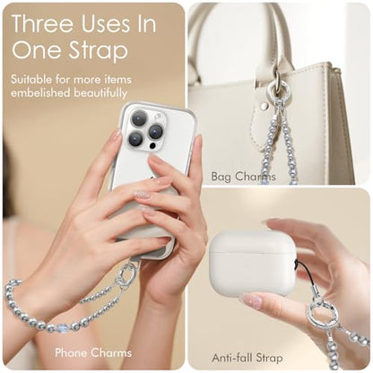 SURPHY Phone Charm, Handmade Beaded Phone Wrist Strap with Tether Tab - color: B- Lunar Shadow
