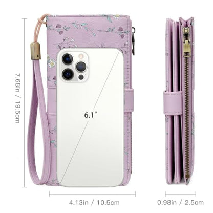 GAEKEAO Wallets for Women Leather RFID Blocking Large Capacity Card Case Ladies Wristlet Clutch Wallets Zipper Pocket with 4 ID Windows 21 Card Slots - color: Purple