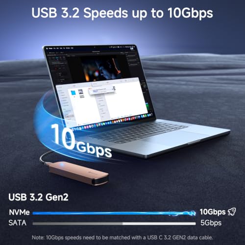 Yottamaster M.2 NVMe SATA SSD Enclosure, USB 3.2 Gen 2 10Gbps Adapter - color: Gold, size: USB-C Cable