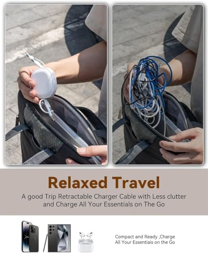 65W Fast Charging Retractable Cable, 5 in 1 Multi Charger for Car & Travel
