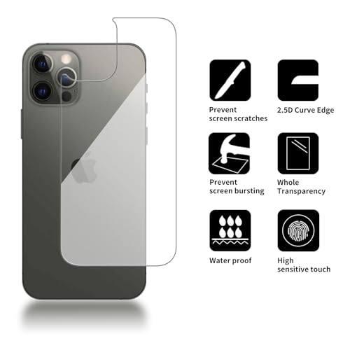3 Pack Glass Back Screen Protector for iPhone 12/12 Pro 2020 6.1" - size: iPhone 12/12 Pro 2020