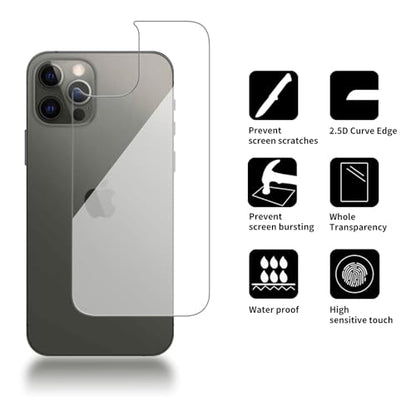 3 Pack Glass Back Screen Protector for iPhone 12/12 Pro 2020 6.1" - size: iPhone 12/12 Pro 2020