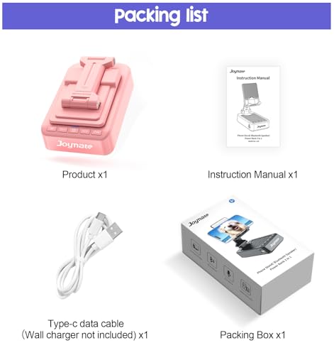 Gifts for Women Girls, Phone Stand with Bluetooth Speaker and Charging Function 360° Rotable Angle Adjustable Cell Phone Holder with HD Stereo Sound Fits All Phones,Tablet (Pink) - color: Pink