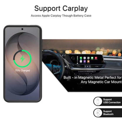 Battery Case for Galaxy S26,Upgraded 10000mAh High Capacity Rechargeable Portable Protective Extended Charger Case Wireless Charging Compatible with s26 (6.3 inch) Charging Case & Carplay Black - size: Galaxy S26