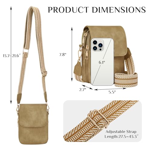 Fashion Small Crossbody Bags for Women Trendy Designer Cell Phone Purses | Adjustable Straps,with Card Holder,Detachable Wristlet Strap,small Cross Body Bag for Woman,Mini Bags,Travel Purse,Work,Gym - color: Huashan Apricot
