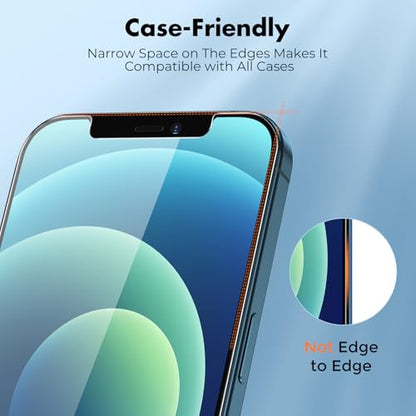 UNBREAKcable 3-Pack Screen Protector for iPhone 12/12 Pro Tempered Glass | Shatterproof, Easy Install, 9H Hardness, 99.99% HD Clear, Bubble-Free, Anti-Fingerprint, Scratch Resistant, Case Friendly - size: iPhone 12/12 Pro