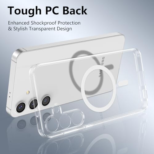 RALEAVO for Samsung Galaxy S26 Case Clear Magnetic Phone Case [Compatible with MagSafe] Slim Transparent Acrylic Hard Back Military Drop Protection Phone Cover,Clear - color: Magnetic & Clear, size: S26