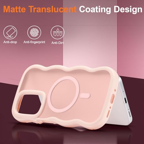 UEEBAI Magnetic for Samsung Galaxy A26 5G Case, Compatible with MagSafe, Transparent Clear Wave Frame Design Soft Edge Cover Matte Shockproof Phone Case- Pink - color: Pink, size: Samsung Galaxy A26 5G