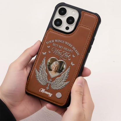 Custom Photo I Will Always Carry with Me Memorial - Personalized Leather Flip Wallet Phone Case Sympathy Gifts Remembrance Keepsake Protective Cellphone Cover Picture Loss of Loved One Multicolor