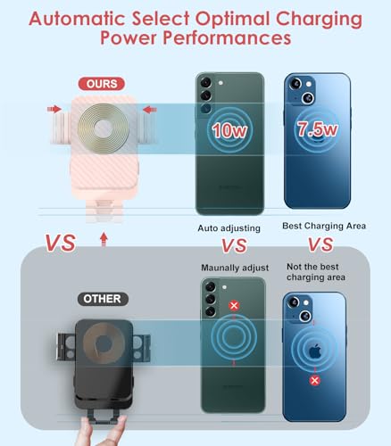 Wireless Car Charger 15W Fast Charging Auto-Clamping Air Vent Phone Mount - color: Pink