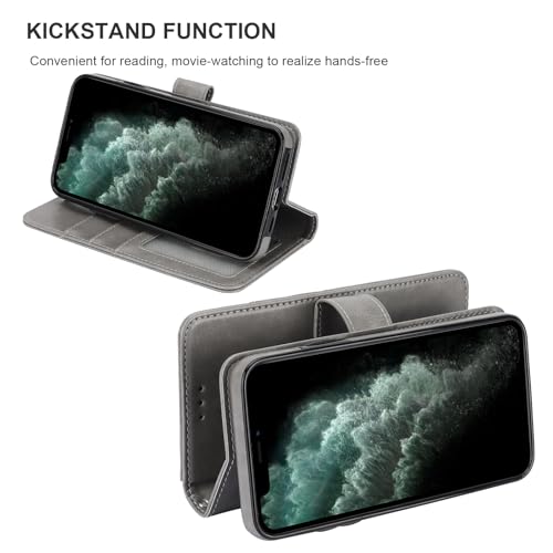 Bocasal Detachable Wallet Case Card Holder for iPhone 11 Pro Max Grey - color: Gray