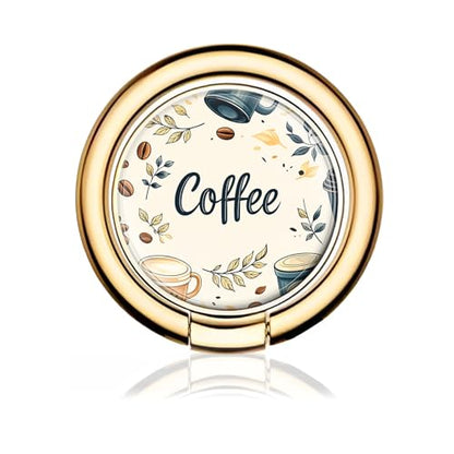 Cell Phone Ring Holder, Cute Metal Phone Grip Stand Finger Ring Kickstand, Flexible 360°Rotation Phone Tablet Case Accessories Compatible with Most Phones Cute Coffee Cup - color: Cute Coffee Cup