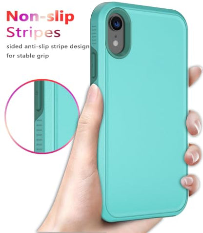 Diverbox for iPhone XR Case [Tempered Glass Screen Protector] [Shockproof] [Dropproof] Heavy Duty Protection Phone Case Cover for Apple iPhone XR (Teal) - color: Teal-2in1