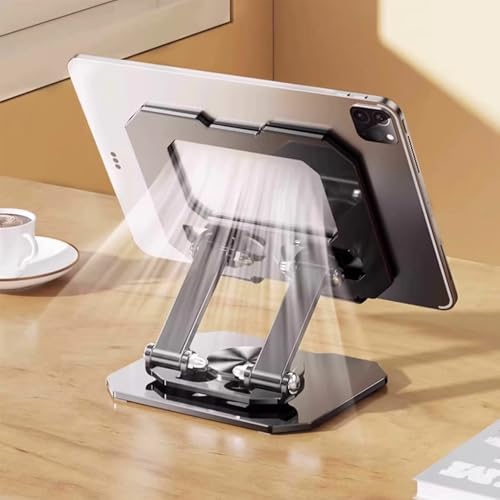 Tablet Stand for iPad, 360° Rotating Desktop Holder, Carbon Steel Adjustable Foldable Desk Holder for Home/Office, for Phone iPad Pro Air Samsung,for 4" -16" Tablets, Portable Upgraded - Silver - size: Silver-1 PACK