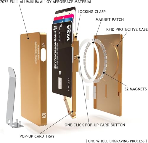 Magnetic Card Holder with Money Clip for Magsafe Phone Wallet, Gold - color: Basic Magnetic With Clip - Warm Gold