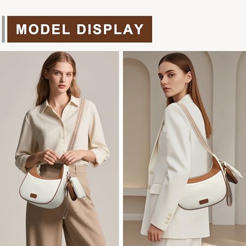 Small Crossbody Bags for Women RFID Vegan Leather Wristlet Phone Mini Purse Shoulder Handbag Wallet Travel Purse - color: N-white&brown