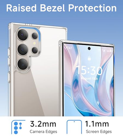 USLAI Case for Samsung Galaxy S24 Ultra, Anti-Yellowing, Crystal Clear Back, Shockproof & Military‑Grade Drop Protection - Transparent - color: Clear, size: Galaxy S24 Ultra