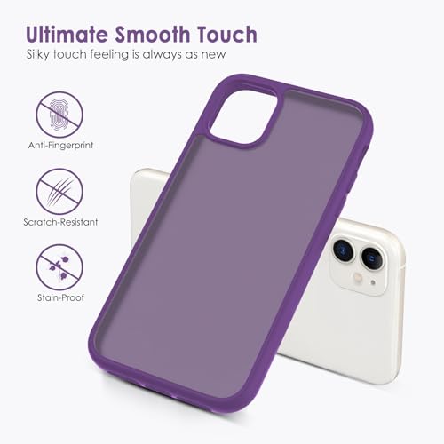 TENOC Phone Case Compatible with iPhone 11, Dark Purple Case Translucent Protective Bumper Matte Hard Back Cover for 6.1 Inch - color: Dark Purple, size: iPhone 11