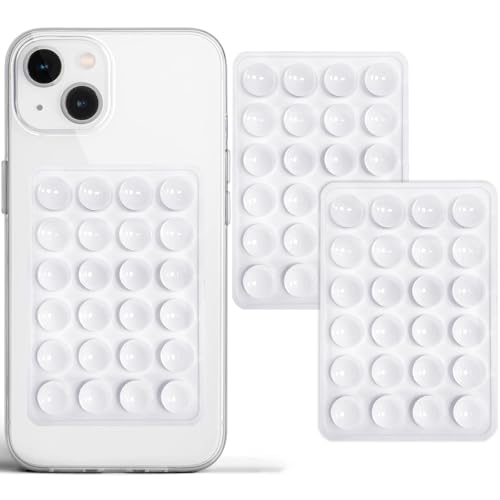 PKYAA Anteel 2 Pack Silicone Suction Phone Case Adhesive Mount, Strong Grip Holder for Selfies and Videos, Hands-Free Sticky Phone Grip for iPhone and Android, 2.17" x 3.15" (White) - color: White