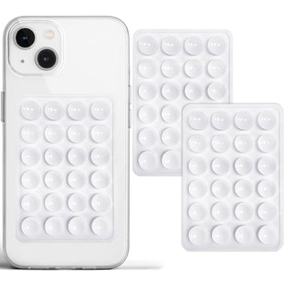 PKYAA Anteel 2 Pack Silicone Suction Phone Case Adhesive Mount, Strong Grip Holder for Selfies and Videos, Hands-Free Sticky Phone Grip for iPhone and Android, 2.17" x 3.15" (White) - color: White