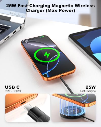 ZBF 25W Magnetic Wireless Charging Pad | USB-C for MagSafe iPhone Samsung