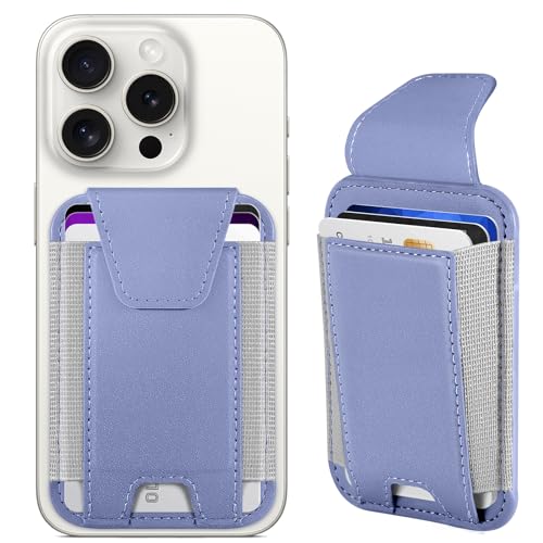 Miroddi for MagSafe Wallet with Privacy Flap, Strongest Magnetic Wallet | 7 Cards Holder, RFID Blocking, Leather Magnetic Phone Wallet for iPhone 17/16/15/14/13/12 Series and Pixel 10 Series - color: Purple