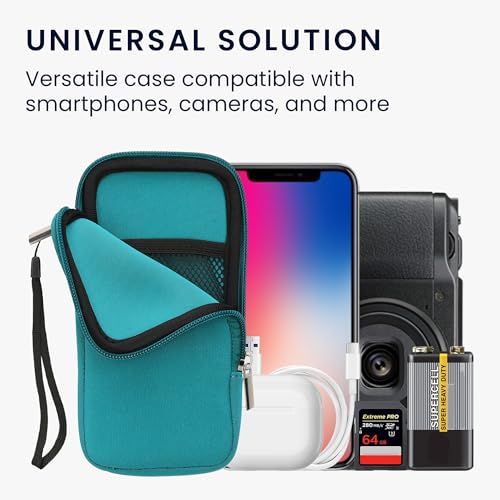 kwmobile Universal Phone Pouch Size XL - 6.7/6.8" - Neoprene Smartphone Pouch with Zip - Water-Repellent Mobile Phone Case - Sleeve in Turquoise - color: turquoise, size: XL - 6.7/6.8"