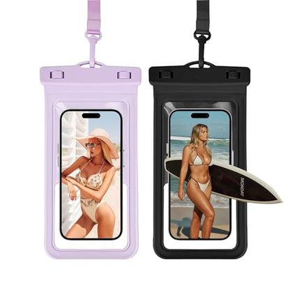 Waterproof Phone Pouch, with Card Holder Inside, Large Waterproof Case Compatible with iPhone 17 16 15 14 13 Pro Max, Beach Cruise Essentials, 2 Pack, Purple and Black - color: A1-Purple and Black