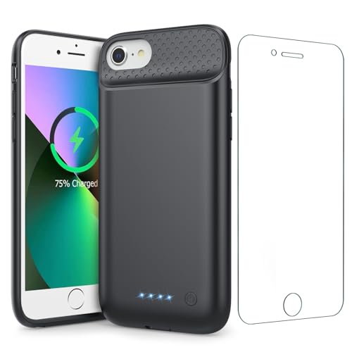 Pxwaxpy Battery Case for iPhone 6/6s/7/8/SE(2022/2020)(6.1 Inch), Upgraded Ultra-Slim 7000mAh Portable Extended Battery Pack for iPhone 8, iPhone 7, iPhone 6/6s, iPhone SE Charging Case (Black)
