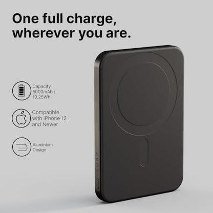ZENS Magnetic Power Bank 10000mAh, MagSafe Battery Pack Qi2 15W Wireless Charger + 20W USB-C Slim Aluminium Portable Charger for iPhone Air/17/16/15/14/13/12 & AirPods, 12in Cable, Black - color: Black