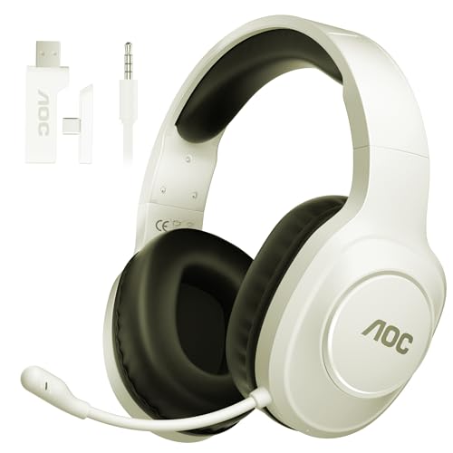 AOC Gaming Headphones with Noise Canceling Mic - White-Blue