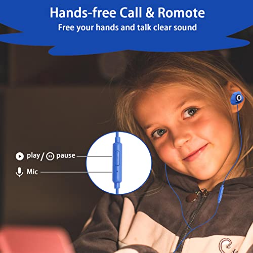 Kids Earbuds with Storage Case for Back to School, Earbuds for Kids - color: Blue
