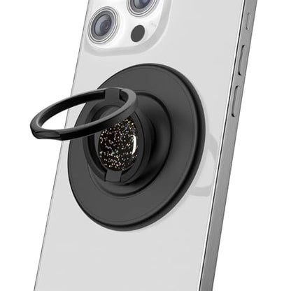 Magnetic Phone Grip Compatible with MagSafe, Magnetic Phone Ring Holder Finger Kickstand Wireless Charging Compatible, Double Cell Phone Rings Gripper Stand for MagSafe iPhone - Sparkle Black - color: Sparkle Black