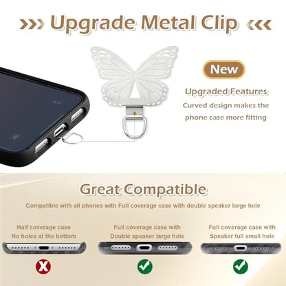 5 PCS Metal Phone Tether Tab, Butterfly Cell Phone Tether Tab