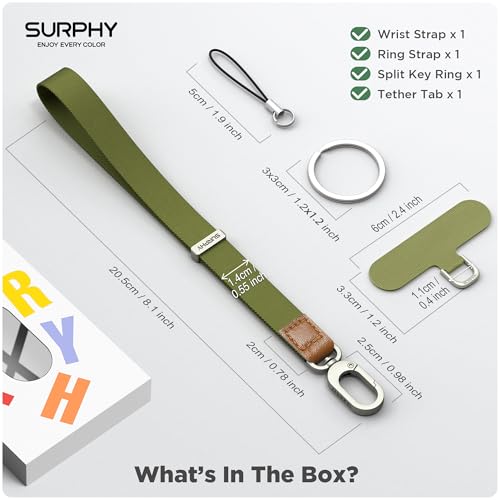 SURPHY Phone Wrist Strap, Keychain Wristlet, Wrist Lanyard with Tether Tab - color: Green